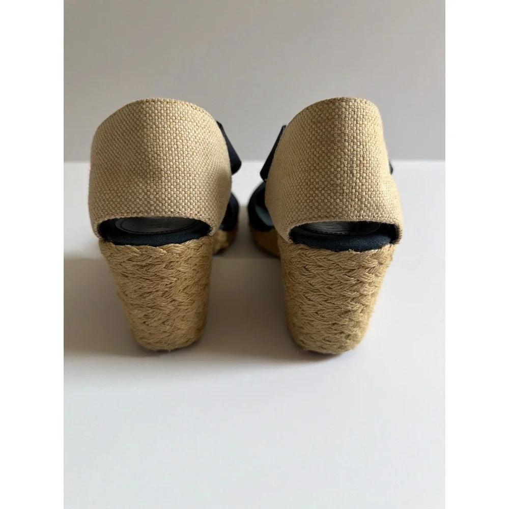 Lauren Ralph Lauren Navy Blue Elastic Strap Espadrille Wedge Sandals SZ 9.5